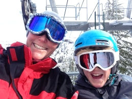 Reef and Mom skiing 2018
